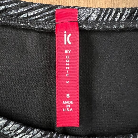 IC by Connie K Black Silver Mixed Media Tunic Top Sz S - Picture 4 of 12